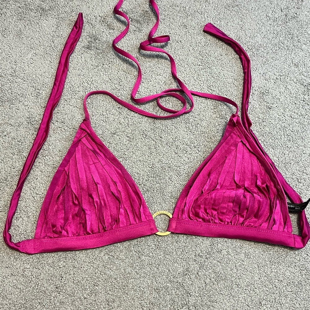 BCBGMaxAzria Pink triangle bikini Bra size M with gold detail